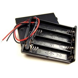 Boitier Support 4 Piles AAA (6V ou 4.8V) avec Couvercle et Bouton on/Off