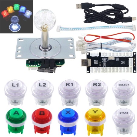 Kit boutons d'arcade et Joystick rétroéclairés LED