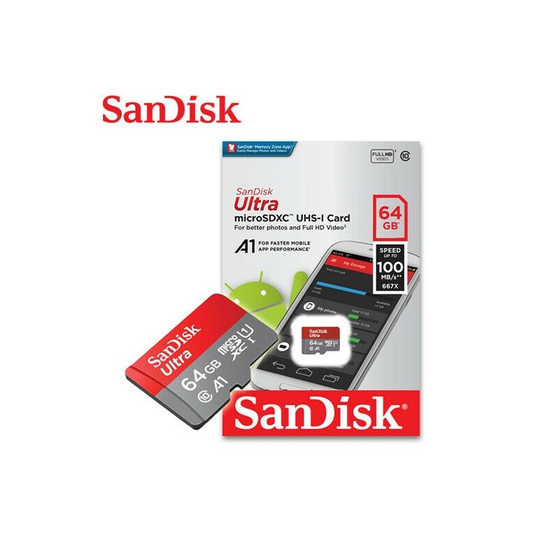 Carte MicroSD 64Go Classe 10 Sandisk