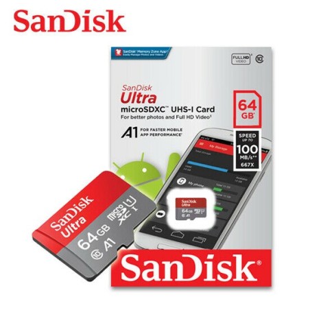 Scheda MicroSD 64GB Classe 10 & Adattatore SD Sandisk