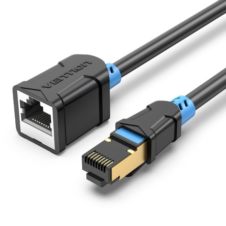 Câble d'extension RJ45 / LAN Cat.6 SSTP couleur noir et longueur 1m