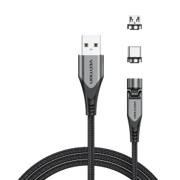 Câble magnétique rotatif  USB A vers USB-C/Micro-B