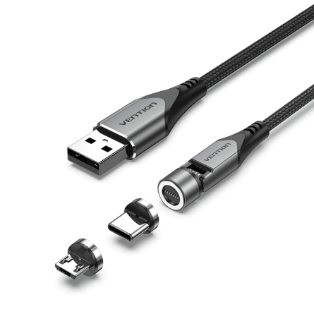 Cable giratorio magnético USB A a USB-C/Micro-B