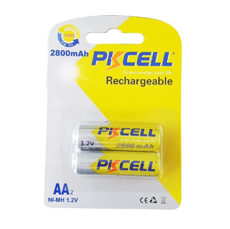 Pack 2 piles rechargeables AA PKCELL